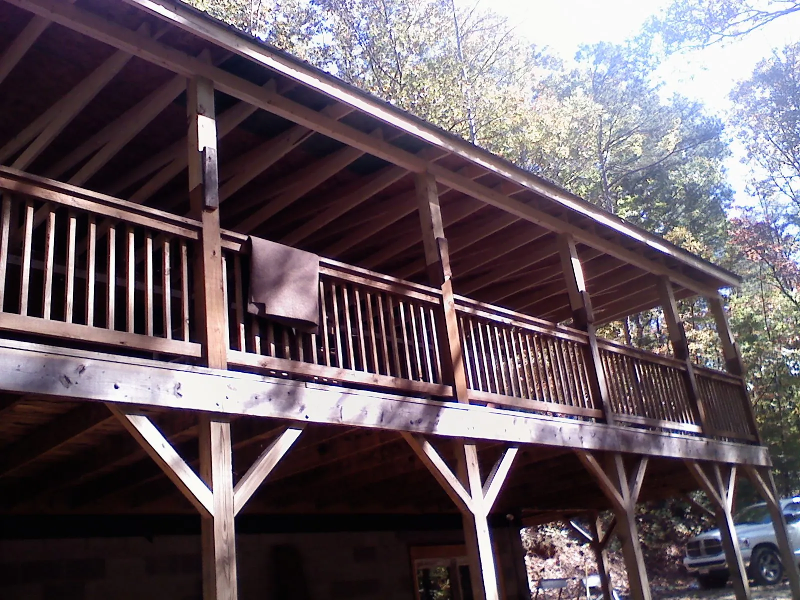 Timber framing under a new elevated porch and deck — Roof Leak Repair in Cleves by Roofing Brothers